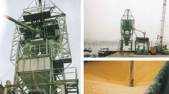 船舶からの穀物原料荷揚げ装置